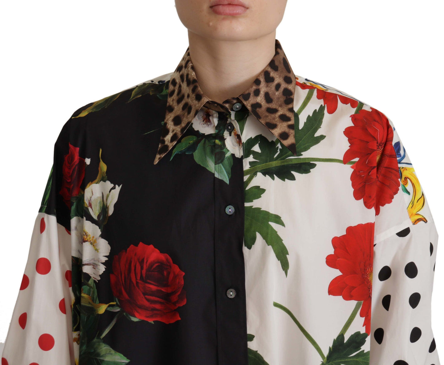 Dolce & Gabbana Multicolor Floral Collared Shirt Top