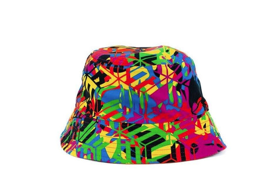 MCM Cubic Monogram Neon Cotton Silk Blend Embroidered Logo Bucket Hat