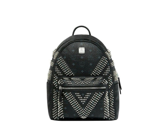 MCM Black Crystal Studs Graded M Visetos Stark Backpack